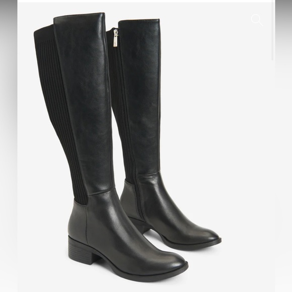 Kenneth Cole Levon Leather & Rib Knit Knee Boots - Picture 7 of 8